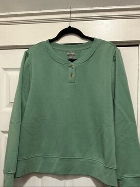 Falls Creek Mint Green Crewneck Henley Sweater